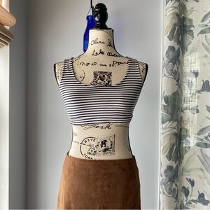 Out From Under striped crop top - white and navy blue - size small